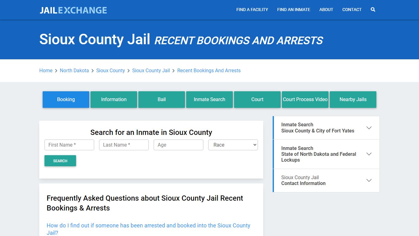 Sioux County Jail & Sheriff Recent Bookings And Arrests - Jail Exchange